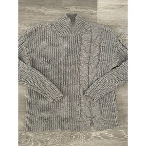COPY - CALVIN KLEIN Gray Mock Neck Soft Knit Sweater Silver Glitter Size S